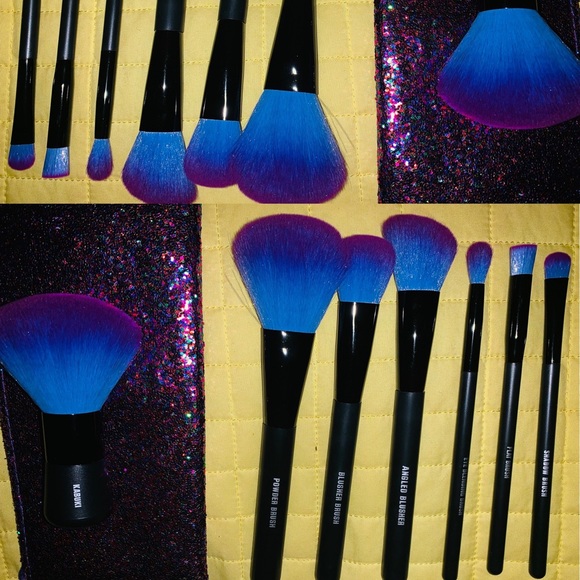 7Pc Makeup Brush Set w/carrier bag Glitter - Picture 2 of 3